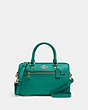 COACH®,ROWAN SATCHEL BAG,Leather,Large,Gold/Bright Jade,Front View
