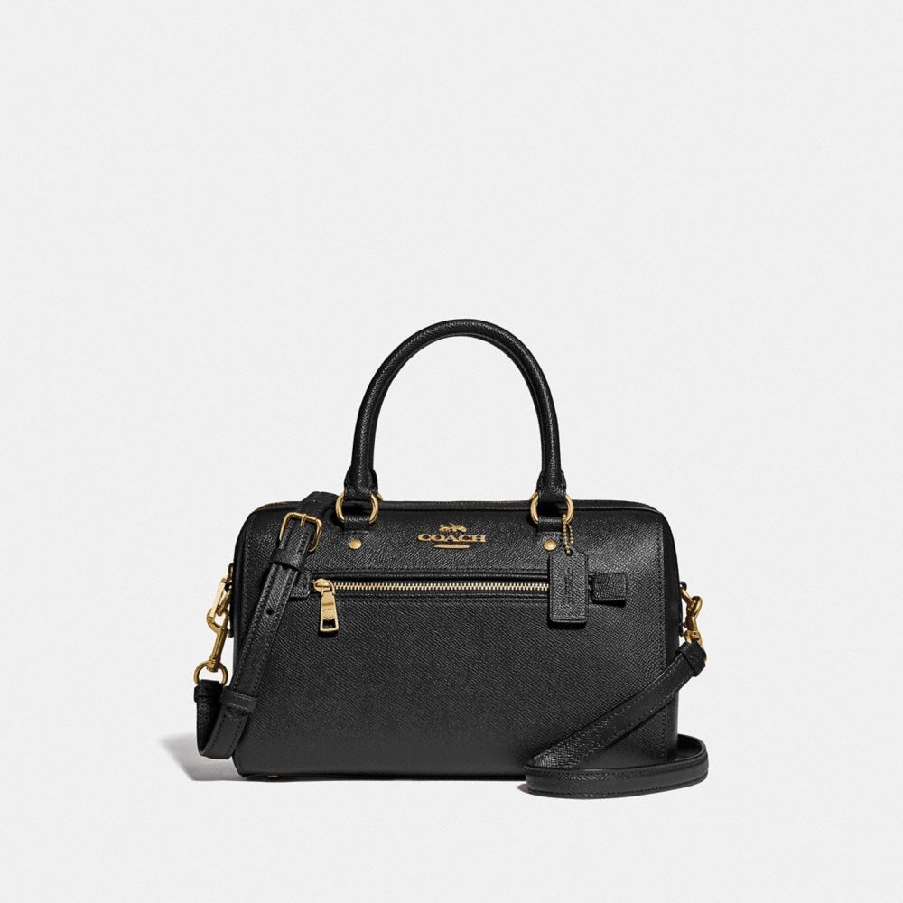 COACH®,ROWAN SATCHEL BAG,Leather,Large,Gold/Black,Front View image number 0