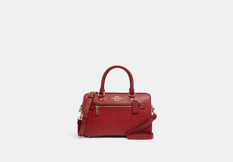 COACH®,ROWAN SATCHEL BAG,Leather,Large,Gold/1941 Red,Front View