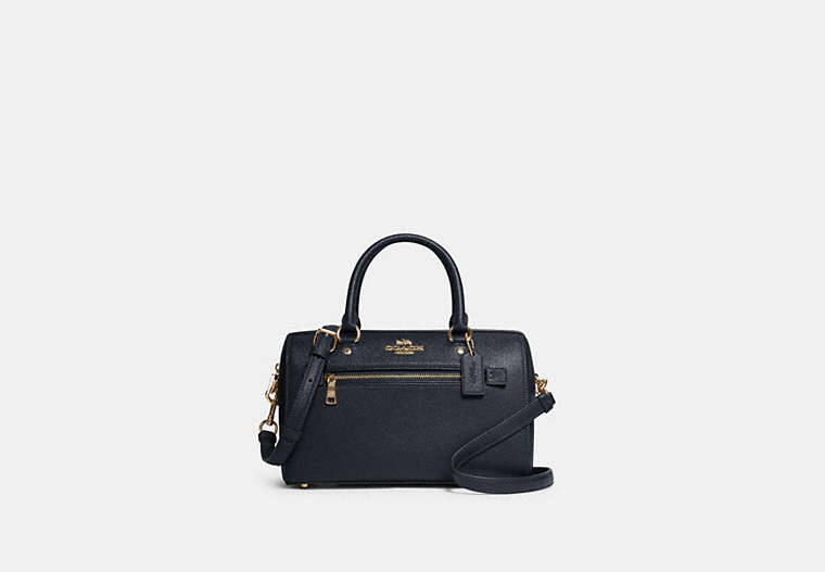COACH®,ROWAN SATCHEL,Leather,Large,Gold/Midnight,Front View