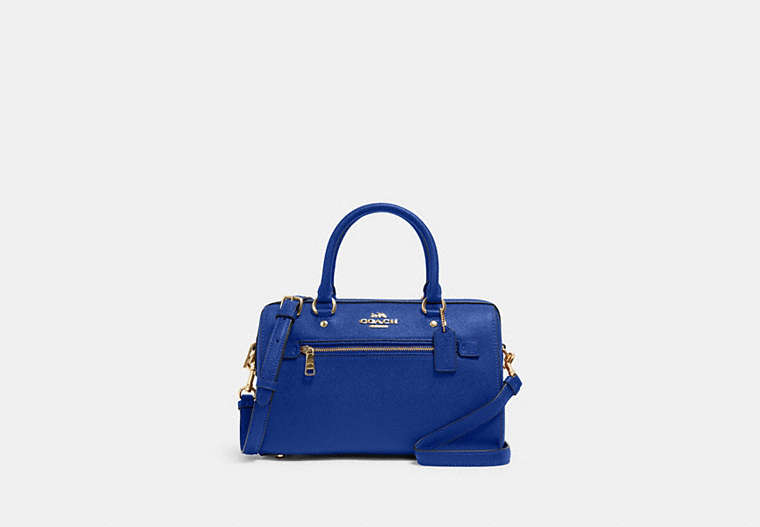 COACH®,ROWAN SATCHEL BAG,Leather,Large,Gold/Sport Blue,Front View