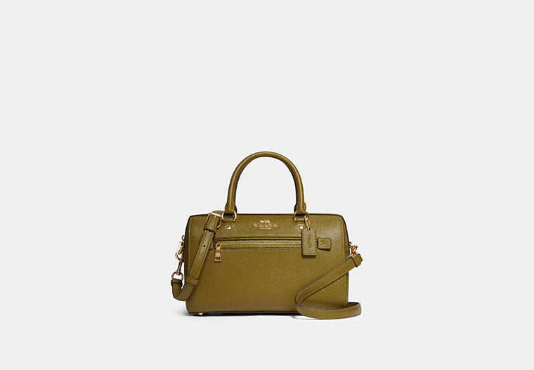 COACH®,ROWAN SATCHEL BAG,Leather,Large,Gold/Citron,Front View