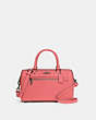 COACH®,ROWAN SATCHEL BAG,Leather,Large,Gunmetal/Pink Lemonade,Front View