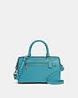 COACH®,ROWAN SATCHEL BAG,Leather,Large,Silver/Aqua,Front View