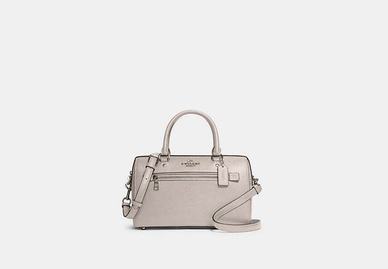 COACH®,ROWAN SATCHEL,Leather,Large,Silver/Grey Birch,Front View