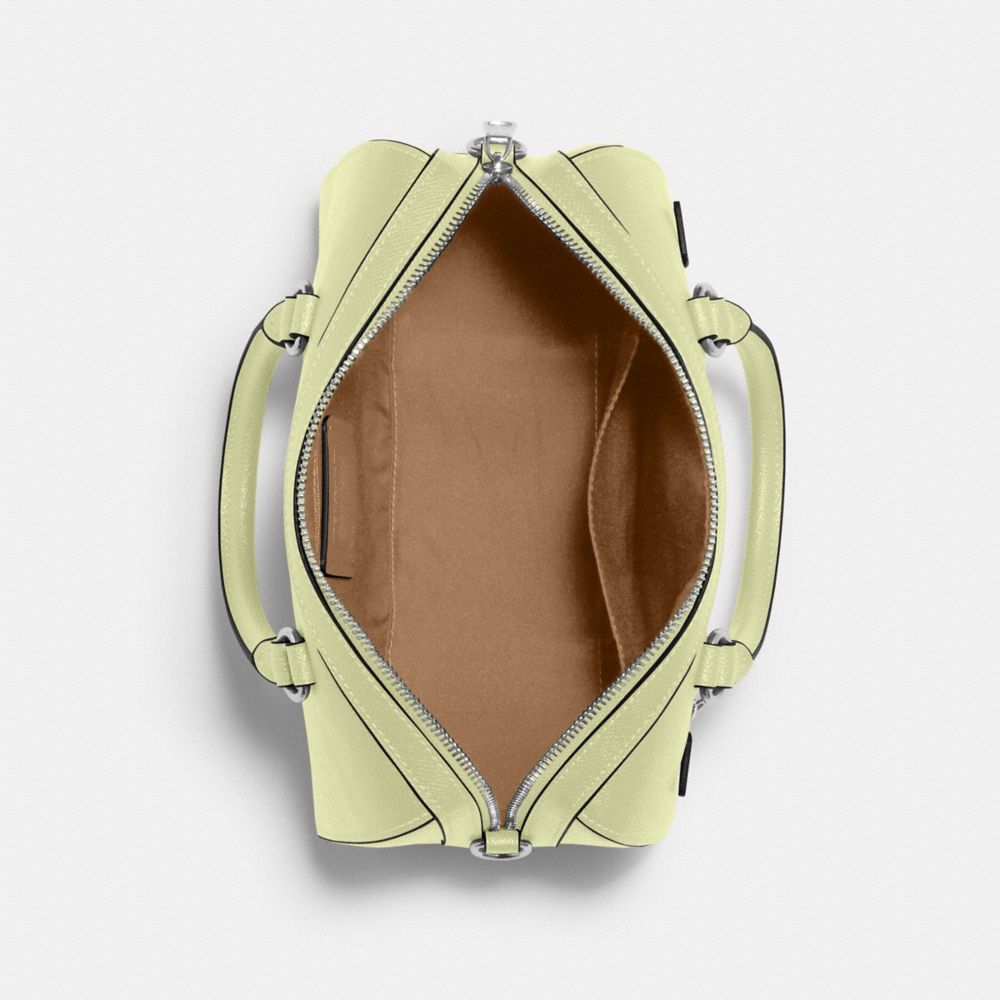 COACH®,SATCHEL ROWAN,Cuir Cross-grain,SV/Limette pâle,Inside View,Top View
