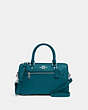 COACH®,ROWAN SATCHEL,Leather,Large,Silver/Deep Turquoise,Front View