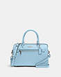 COACH®,ROWAN SATCHEL BAG,Leather,Large,Silver/Waterfall,Front View