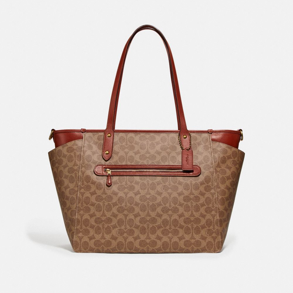 COACH Day Signature Coated Canvas & Leather Tote in Brown