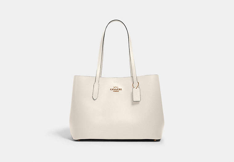 COACH®,LARGE AVENUE CARRYALL,Leather,Gold/Chalk Light Saddle,Front View