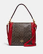 COACH®,MARLON HOBO IN SIGNATURE CANVAS,pvc,Gold/Brown 1941 Red,Front View