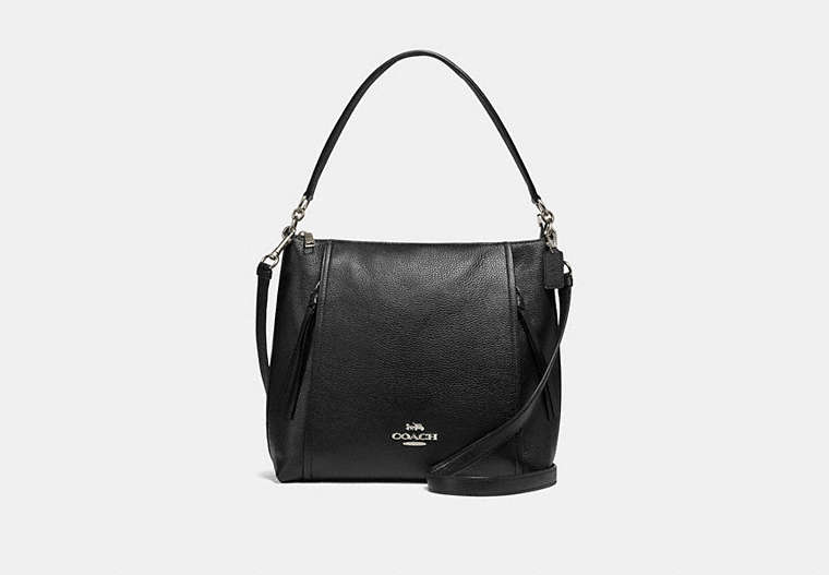 COACH®,MARLON HOBO,Leather,Silver/Black,Front View