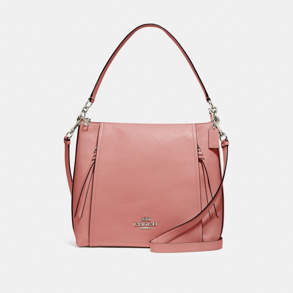 COACH®,MARLON HOBO,Leather,Silver/Light Blush,Front View