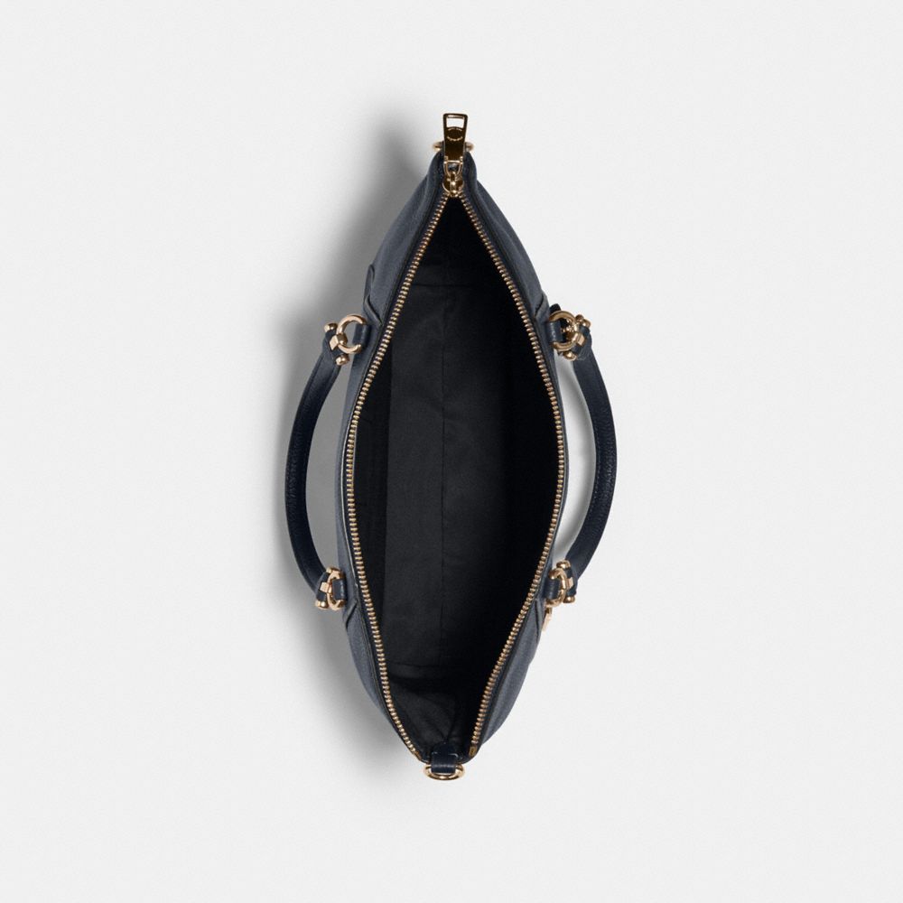 COACH®,SATCHEL PRAIRIE,Cuir de galets,Or/Minuit,Inside View,Top View