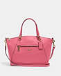COACH®,PRAIRIE SATCHEL,Pebbled Leather,Medium,Gold/Confetti Pink,Front View