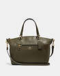 COACH®,PRAIRIE SATCHEL,Pebbled Leather,Medium,Gold/Canteen,Front View