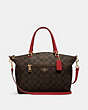 COACH®,PRAIRIE SATCHEL IN SIGNATURE CANVAS,Leather,Medium,Gold/Brown 1941 Red,Front View