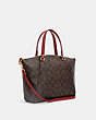 COACH®,PRAIRIE SATCHEL IN SIGNATURE CANVAS,Leather,Medium,Gold/Brown 1941 Red,Angle View