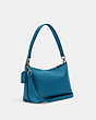 COACH®,LEWIS SHOULDER BAG,Leather,Silver/Oceanside Blue,Angle View