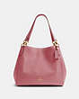COACH®,HALLIE SHOULDER BAG,Pebbled Leather,Large,Gold/Rose,Front View