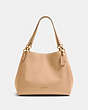 COACH®,HALLIE SHOULDER BAG,Pebbled Leather,Large,Gold/Taupe,Front View