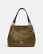 COACH®,HALLIE SHOULDER BAG,Pebbled Leather,Large,Gunmetal/Kelp,Front View