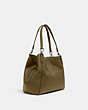 COACH®,HALLIE SHOULDER BAG,Pebbled Leather,Large,Gunmetal/Kelp,Angle View