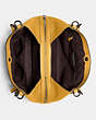 COACH®,HALLIE SHOULDER BAG,Pebbled Leather,Large,Gunmetal/Honey,Inside View,Top View
