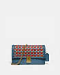 COACH®,HUTTON CLUTCH WITH WEAVING,Leather,Mini,Brass/Lake Multi,Front View