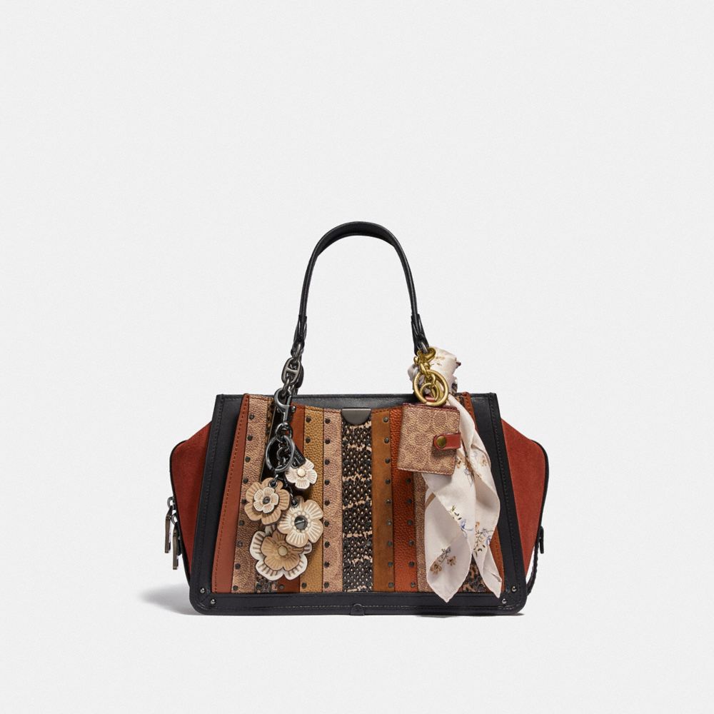COACH®,Dreamer With Signature Canvas Patchwork Stripes And Snakeskin Detail,,Angle View