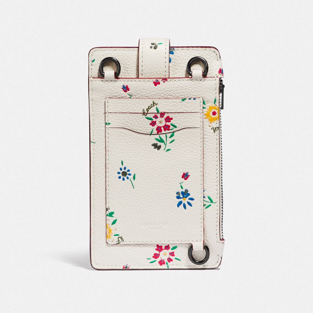 Turnlock Chain Phone Crossbody With Wildflower Print