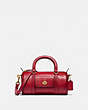 COACH®,MINI BARREL BAG,Leather,Mini,Brass/Red Apple,Front View