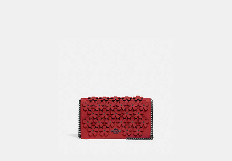Callie Foldover Chain Clutch With Floral Applique