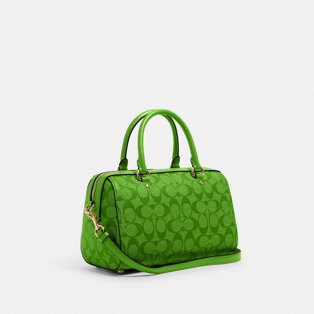 COACH®,ROWAN SATCHEL BAG IN SIGNATURE CANVAS,Signature Canvas,Large,Im/Neon Green,Angle View