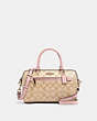 COACH®,ROWAN SATCHEL IN SIGNATURE CANVAS,Leather,Large,Gold/Light Khaki Blossom,Front View