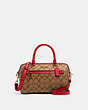 COACH®,ROWAN SATCHEL BAG IN SIGNATURE CANVAS,Leather,Large,Gold/Khaki Electric Pink,Front View