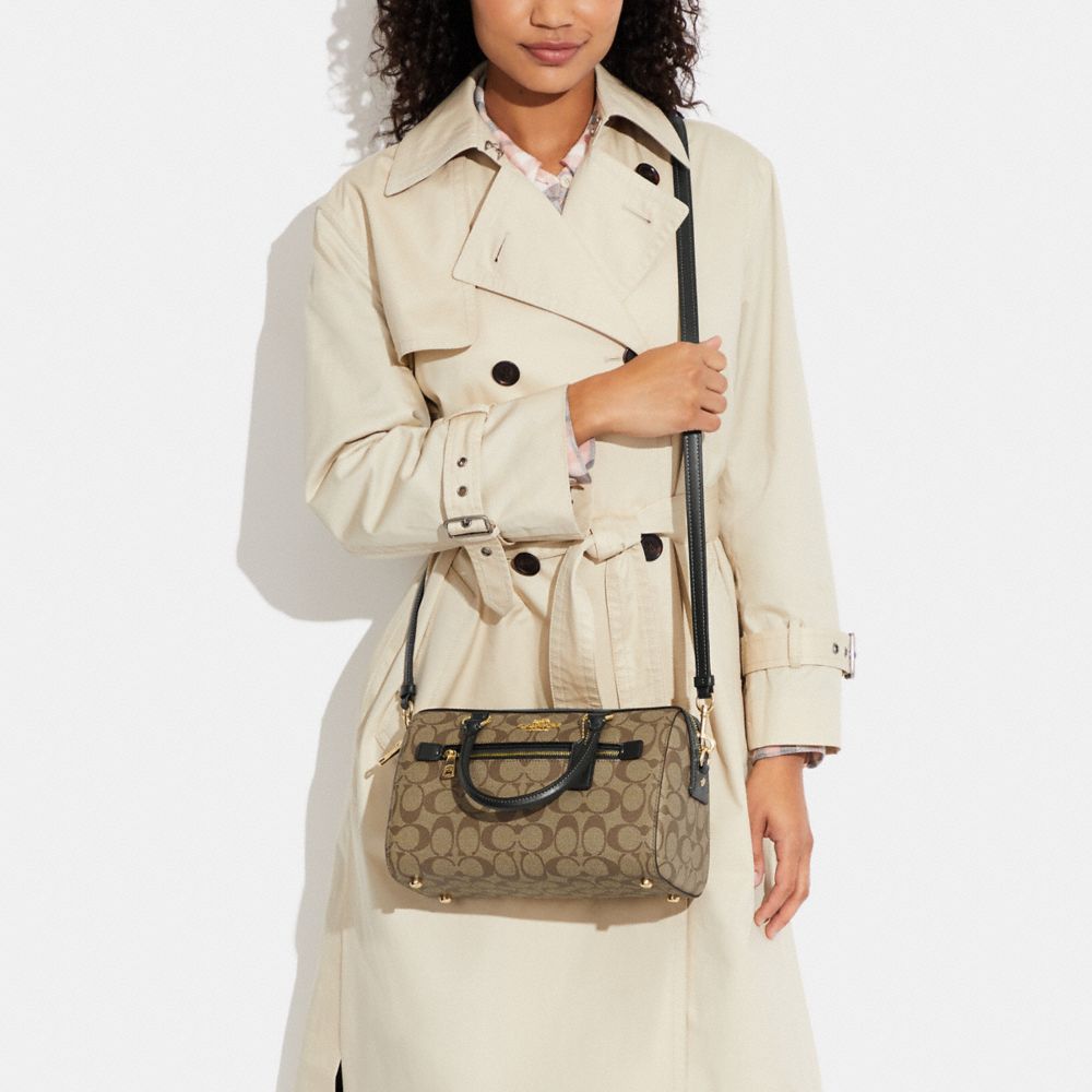 Coach Signature Rowan Satchel in Khaki/Saddle 