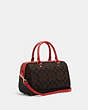 COACH®,ROWAN SATCHEL BAG IN SIGNATURE CANVAS,Leather,Large,Gold/Brown 1941 Red,Angle View