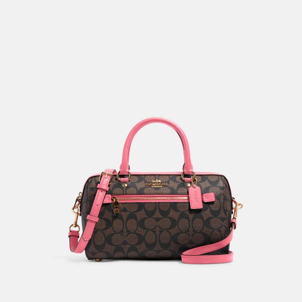 COACH®,ROWAN SATCHEL BAG IN SIGNATURE CANVAS,Signature Canvas,Large,Im/Brown/Watermelon,Front View