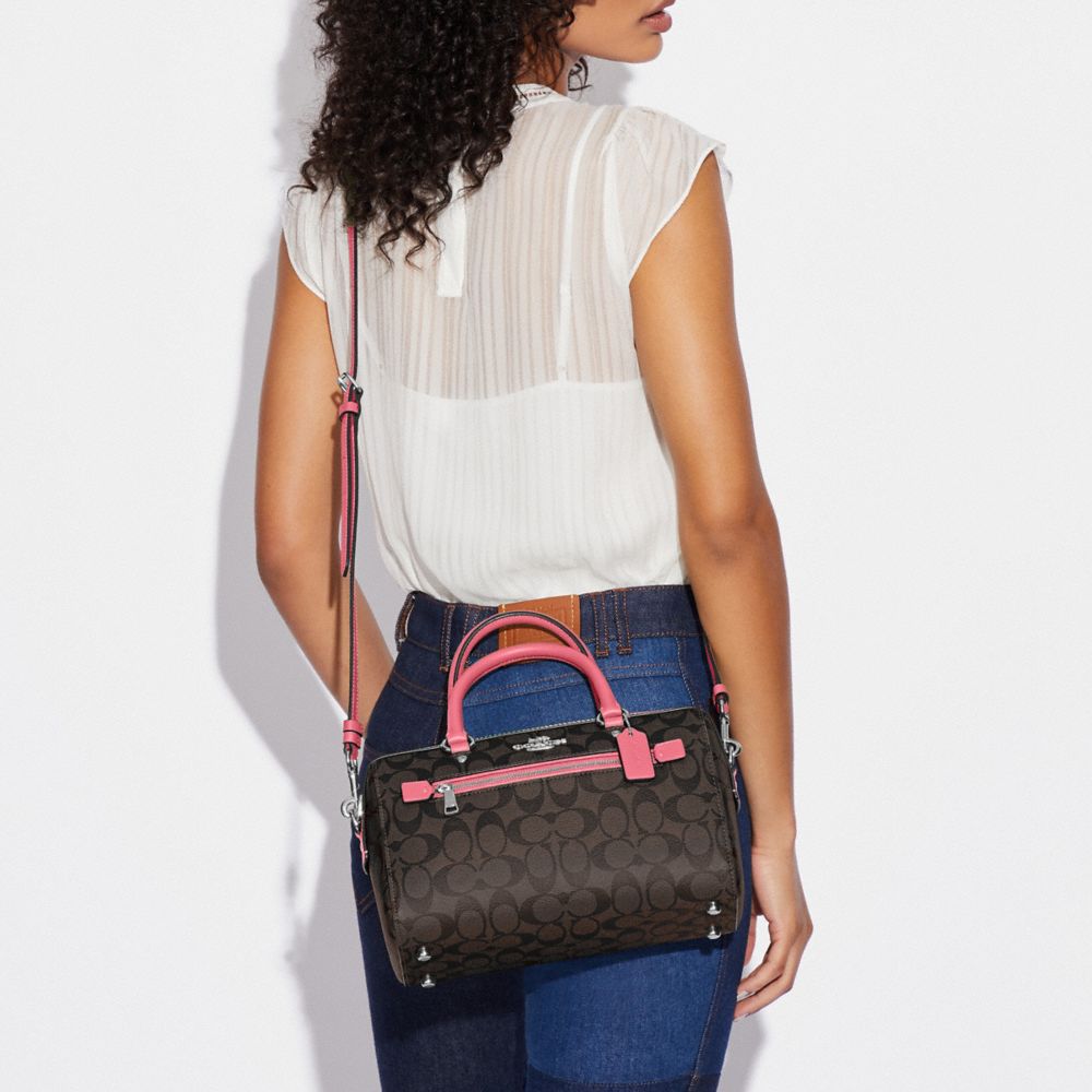  COACH Rowan Satchel In Signature Canvas, Illusion Glacier White  Multi : Clothing, Shoes & Jewelry