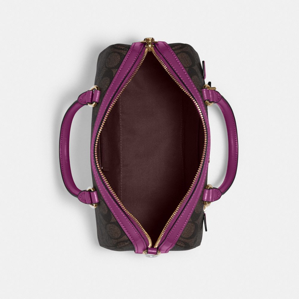 COACH®,Rowan Satchel Bag In Signature Canvas,,Inside View,Top View