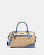 COACH®,ROWAN SATCHEL IN SIGNATURE CANVAS,Leather,Large,Silver/Lt Kha/Periwinkle,Front View