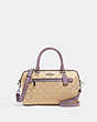 COACH®,ROWAN SATCHEL BAG IN SIGNATURE CANVAS,Leather,Large,Silver/Light Khaki/Soft Lilac,Front View