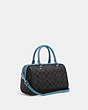 COACH®,ROWAN SATCHEL BAG IN SIGNATURE CANVAS,Leather,Large,Silver/Graphite/Pacific Blue,Angle View