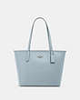 COACH®,ZIP TOP TOTE,Leather,Silver/PALE BLUE,Front View