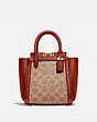 COACH®,TROUPE TOTE 16 IN SIGNATURE CANVAS,Coated Canvas,Medium,Brass/Tan/Rust,Front View