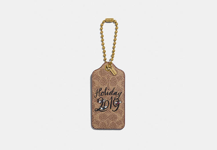 COACH®,HOLIDAY 2019 HANGTAG,Leather,KHAKI,Front View