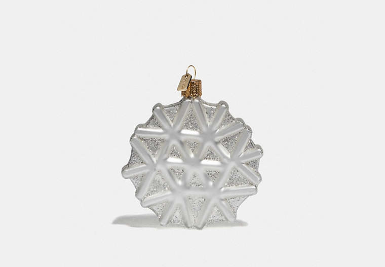 COACH®,SNOWFLAKE GLASS ORNAMENT,Mixed Material,Chalk,Front View