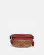 COACH®,BETHANY BELT BAG IN COLORBLOCK SIGNATURE CANVAS,Signature Coated Canvas/Smooth Leather,Small,Brass/Tan Red Apple Multi,Front View