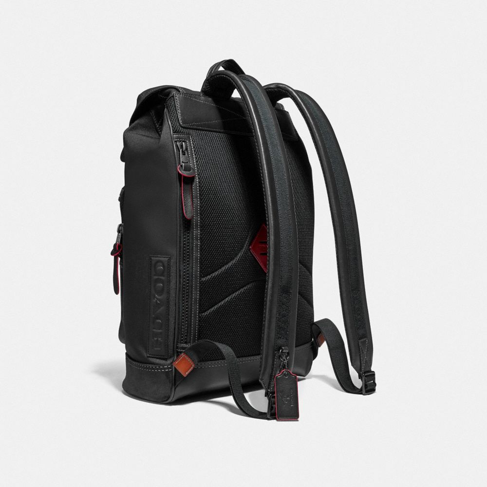 COACH®,COACH X MICHAEL B. JORDAN BACKPACK,Smooth Leather/Cordura,Large,Black Copper/Black,Angle View